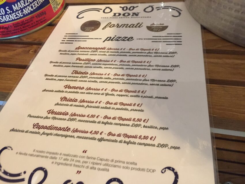 Don pizza fritta Roma menu