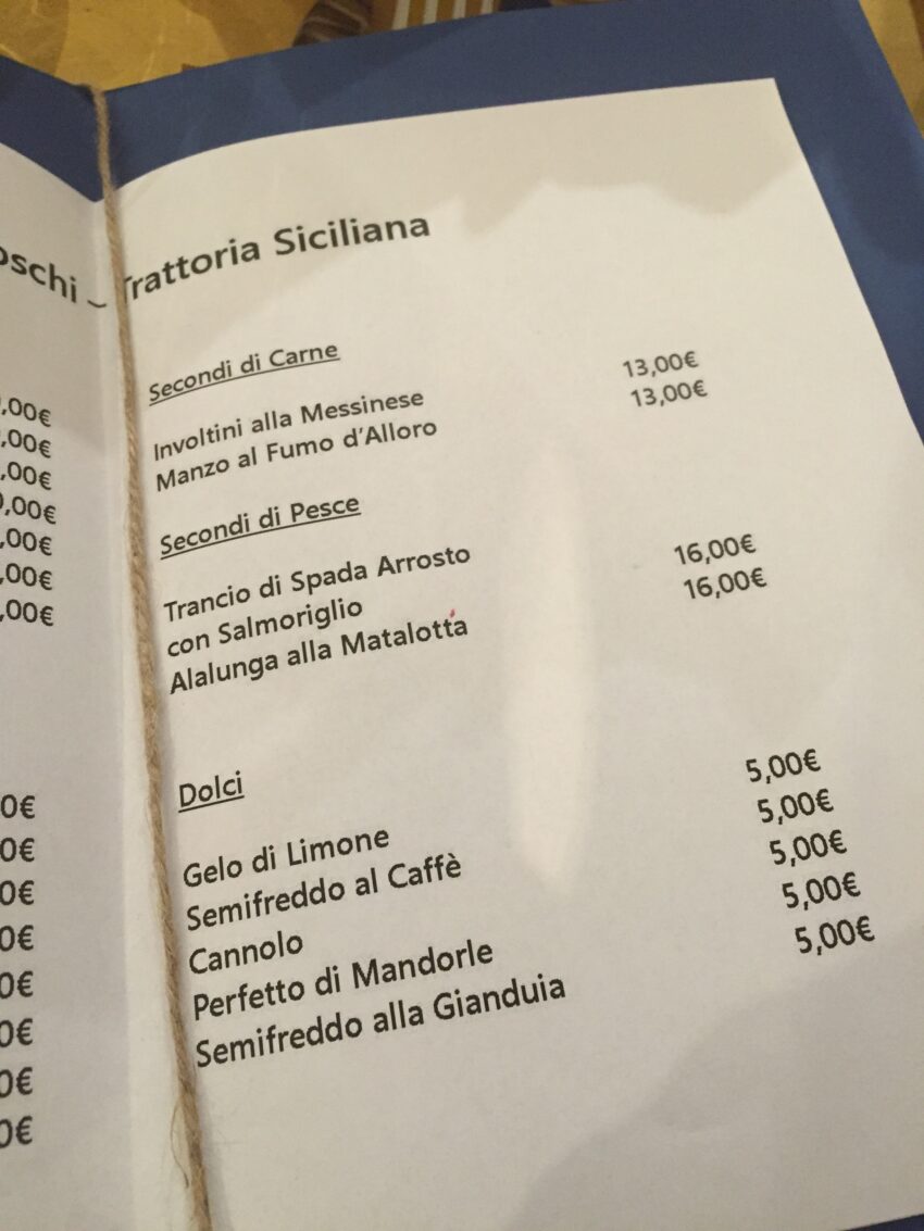 Tischi toschi Roma menu 2