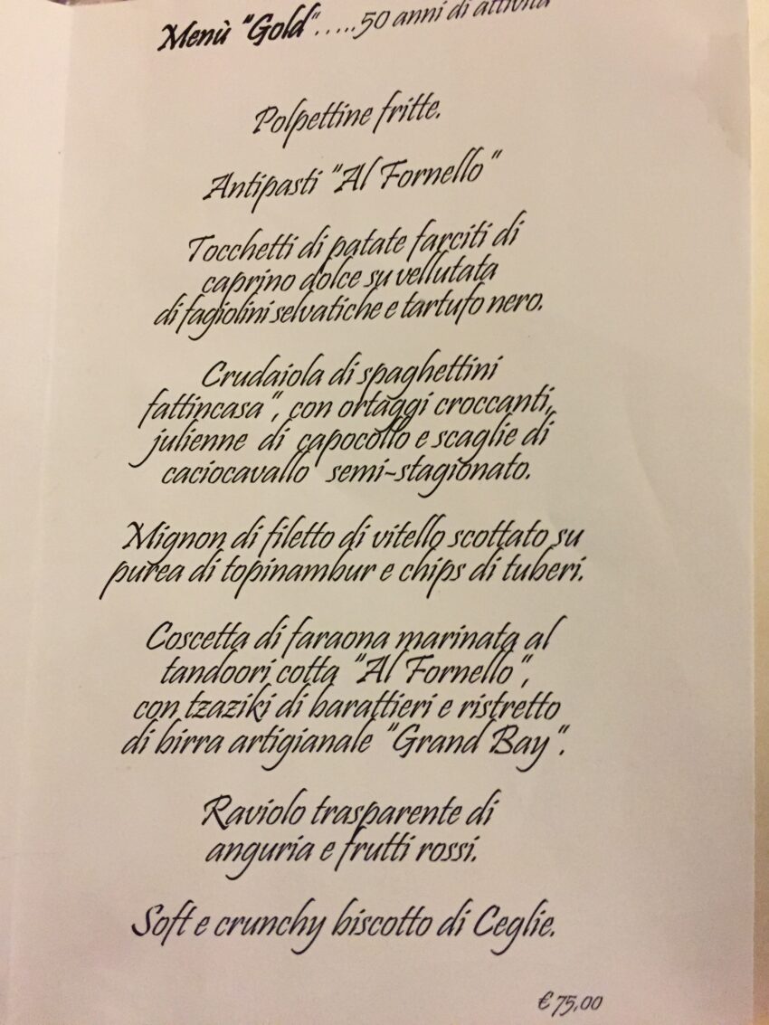 fornello ceglie menu e prezzi