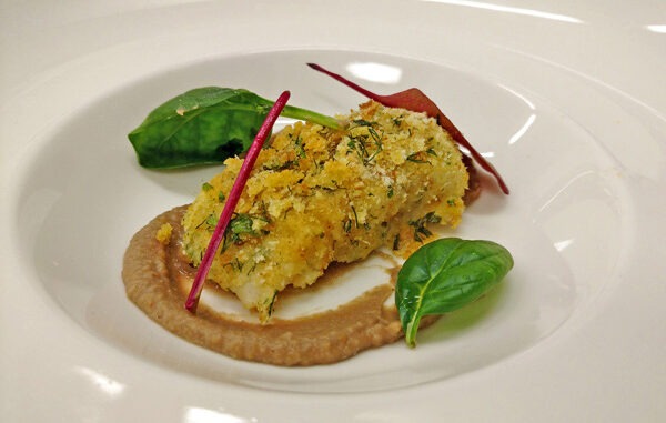 Boccone-di-baccala-in-crosta-di-erbe-ricetta Bocconi di baccalà con crema di ceci ricetta