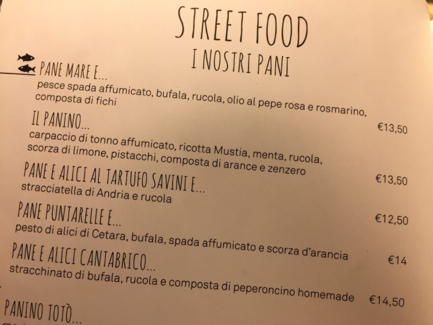 Pianostrada zoccolette roma menu
