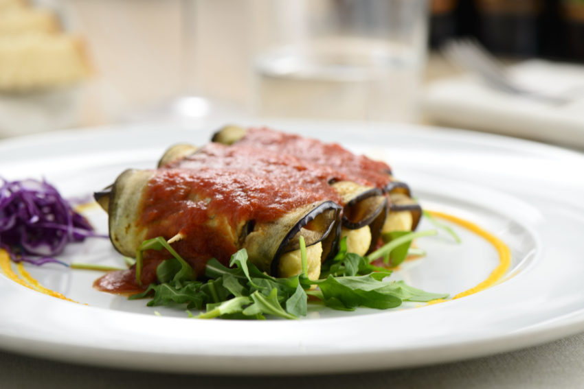 Milano, 18/05/2017 Ristorante Bio.it Chef Ersilio Montella Nella foto: INVOLTINI DI MELANZANE Ph Taddei/Edizionivero