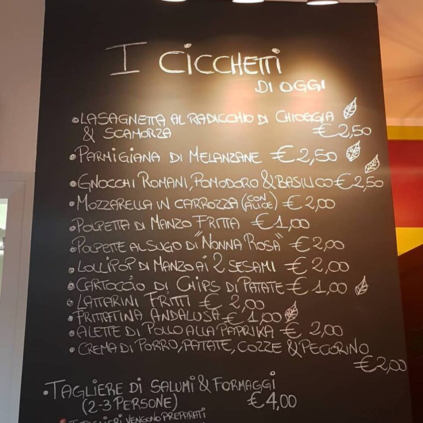Cicchetti Ombralonga Roma veneziano prezzi