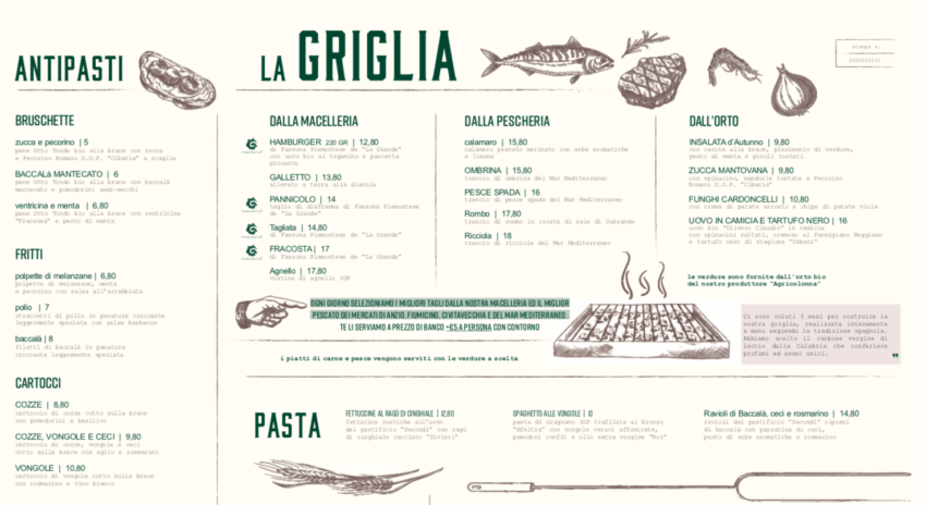 Terra Roma Eataly menu e prezzi