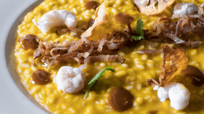 Ricetta risotto zucca scampi guanciale
