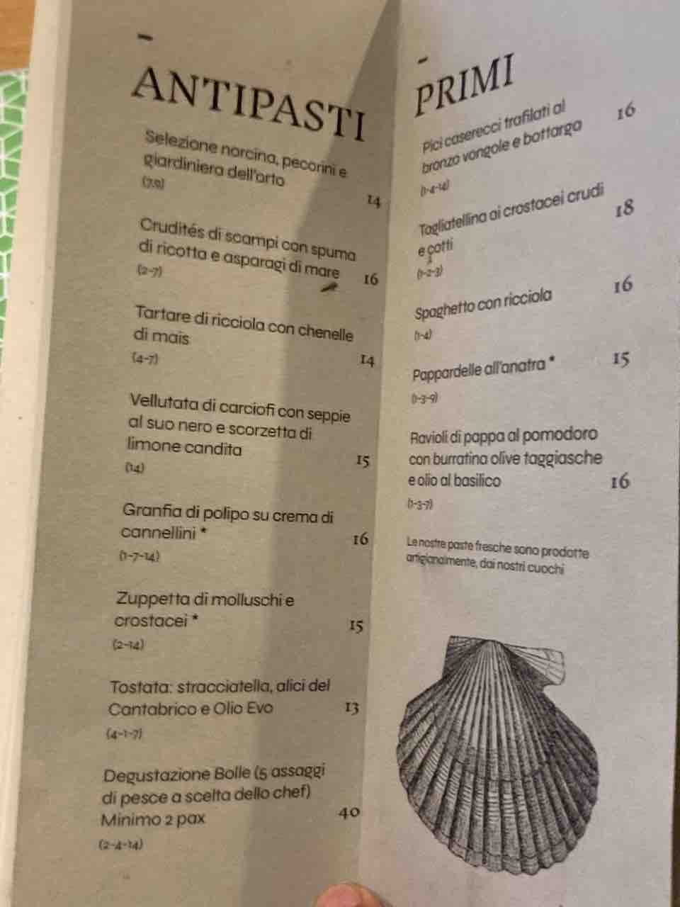 osteria bolle orbetello menu primi