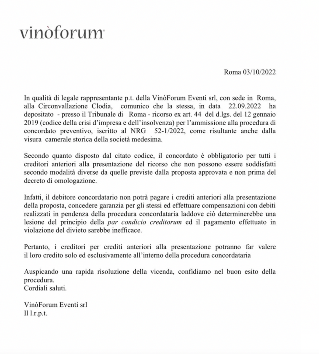 Concordato preventivo Vinòforum