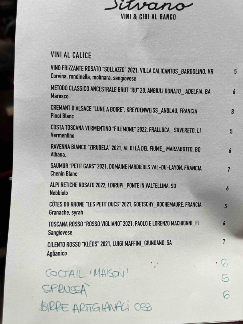 Silvano Milano Nolo menu prezzi