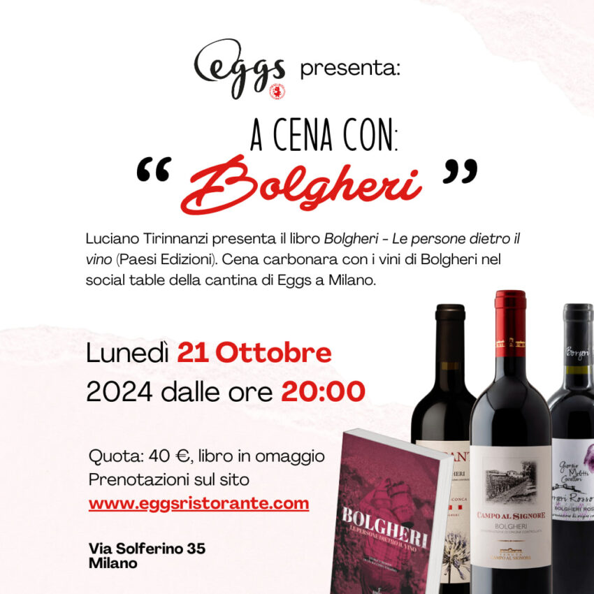 A cena con Bolgheri Eggs Puntarella Rossa