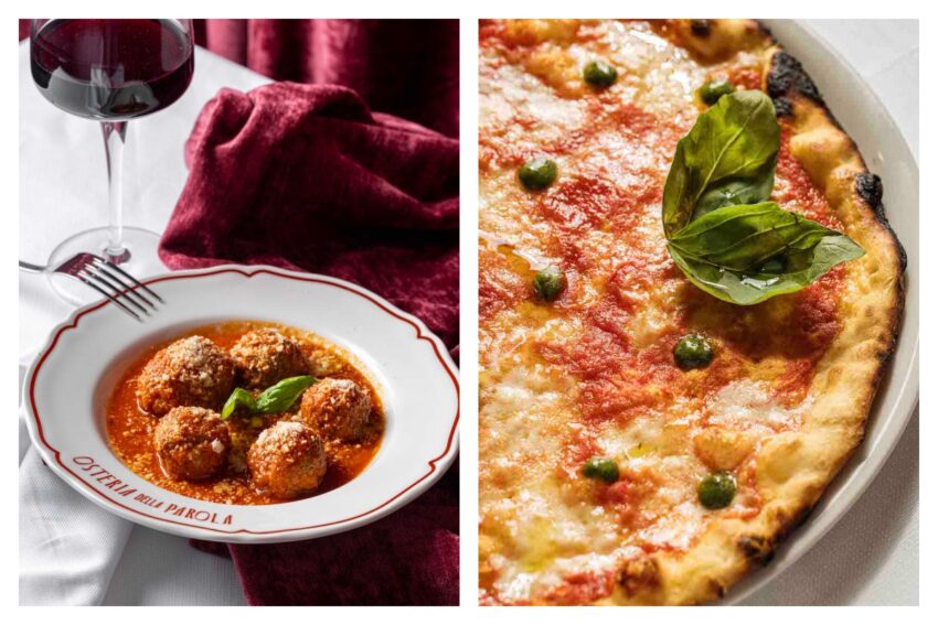 polpette al sugo e pizza romana di osteria della parola